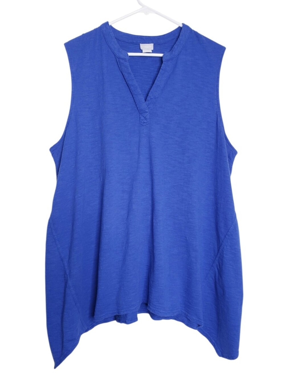 Chico's Blue Sleeveless V-Neck Tunic Tank Pullover Top Women's Size XXL